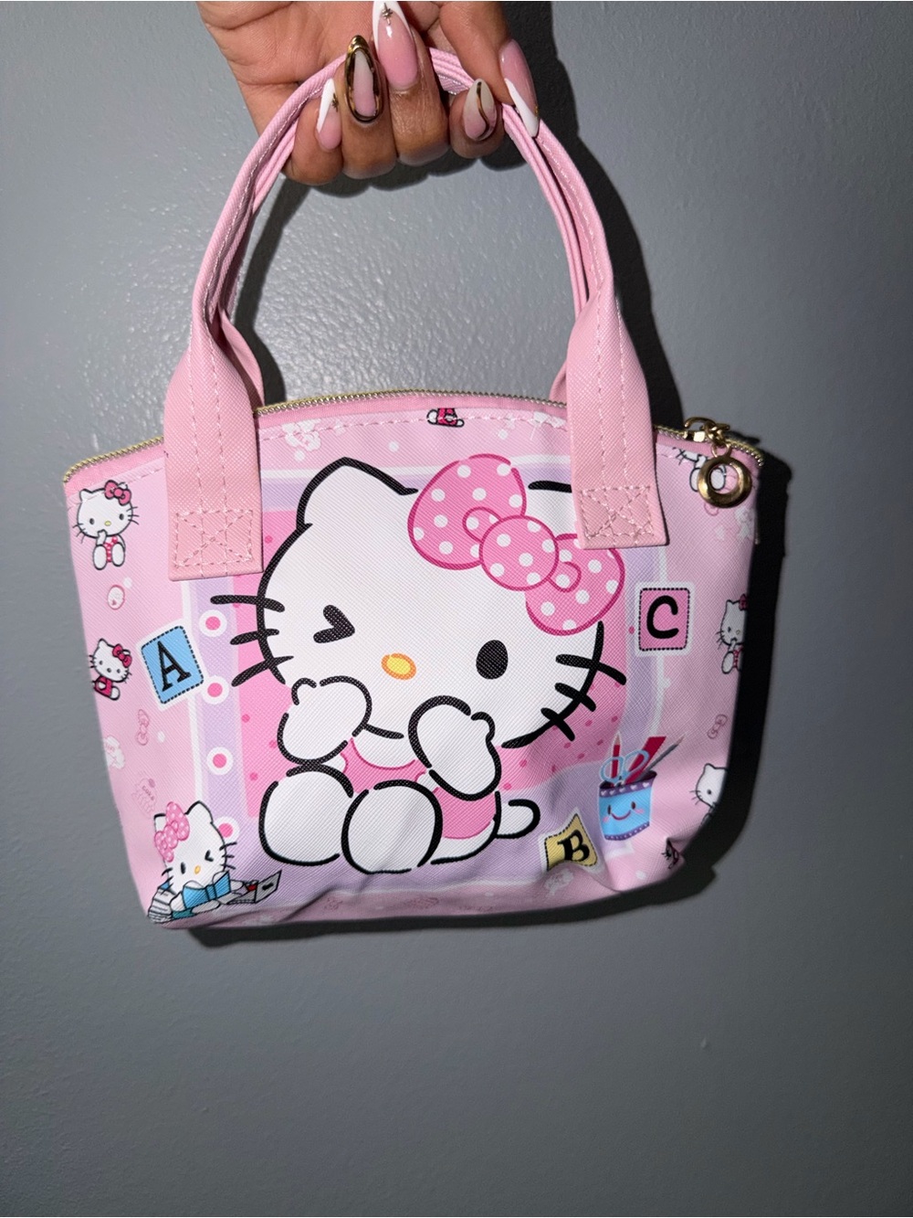 Hello Kitty Pink Character Mini Tote with Polka Dot Bow